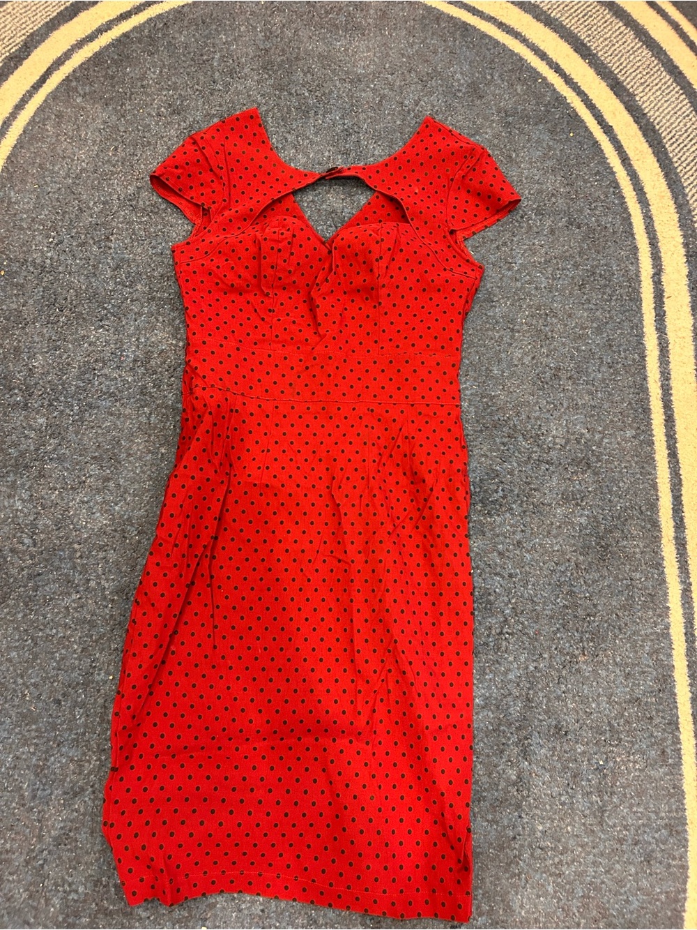 Red Polka Dot Midi Dress with Cap Sleeves